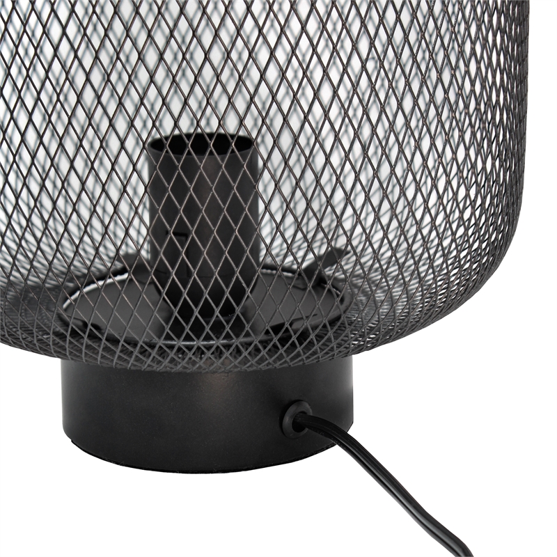 Simple Designs Metal Mesh Industrial Table Lamp in Black