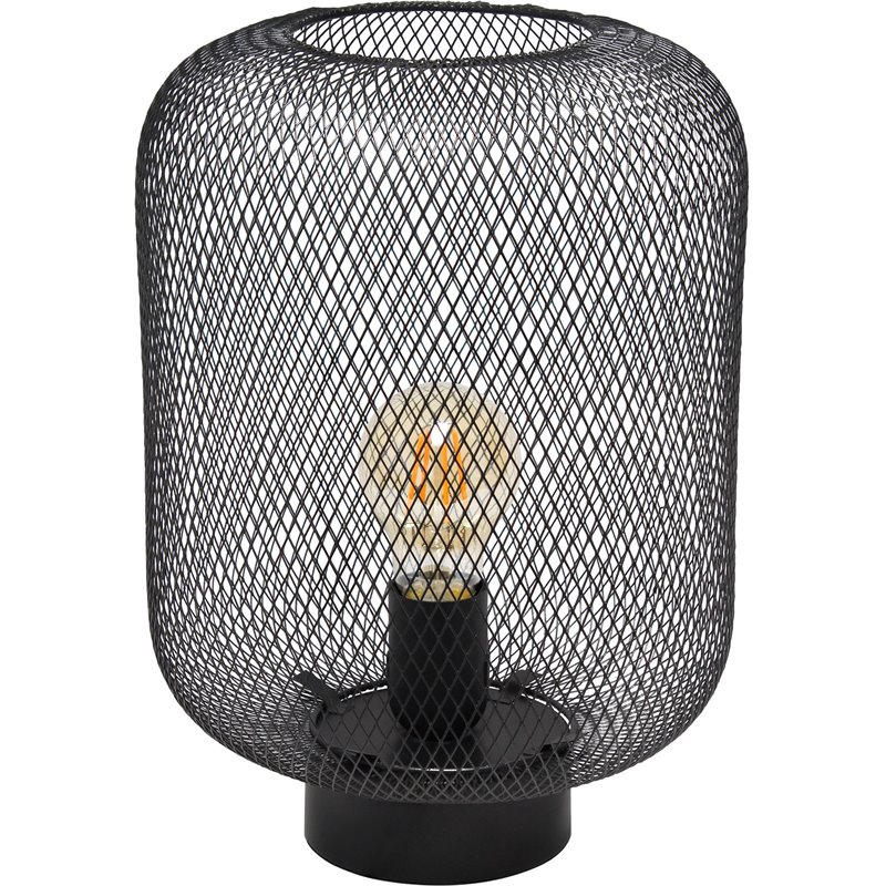 Simple Designs Metal Mesh Industrial Table Lamp in Black