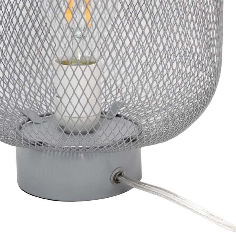 Simple Designs Metal Mesh Industrial Table Lamp in Gray