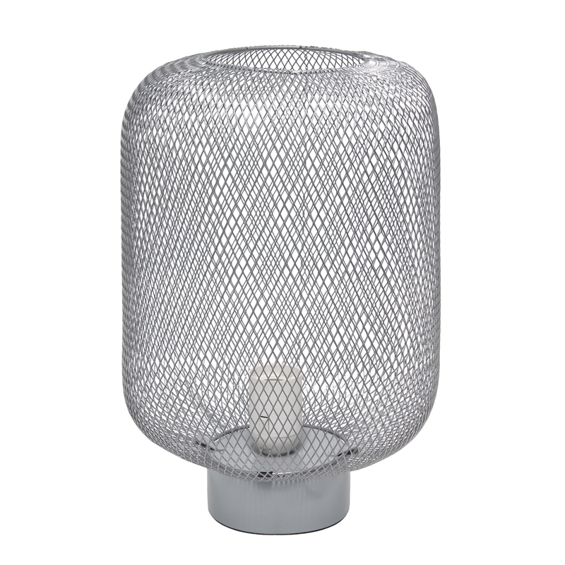 Simple Designs Metal Mesh Industrial Table Lamp in Gray