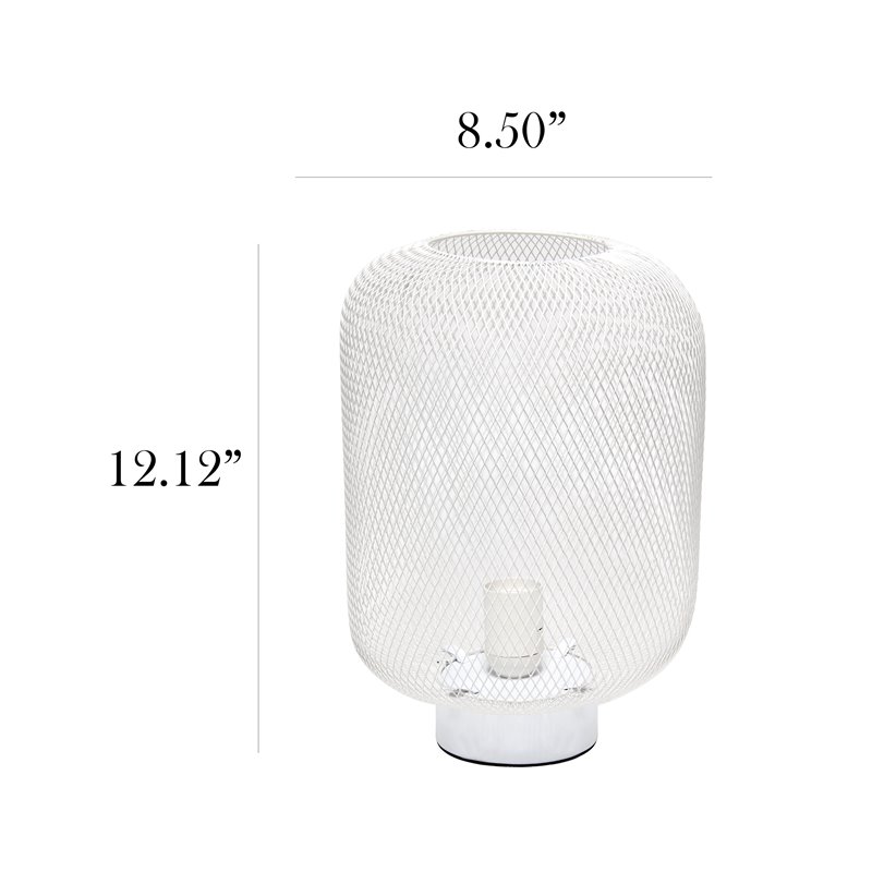 Simple Designs Metal Mesh Industrial Table Lamp in White