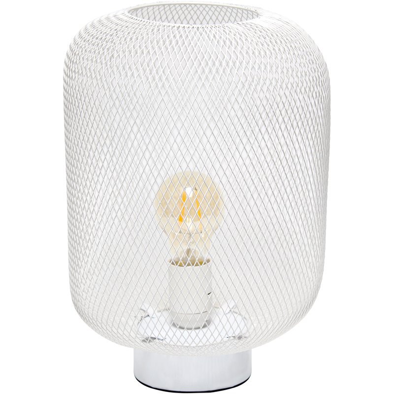 Simple Designs Metal Mesh Industrial Table Lamp in White