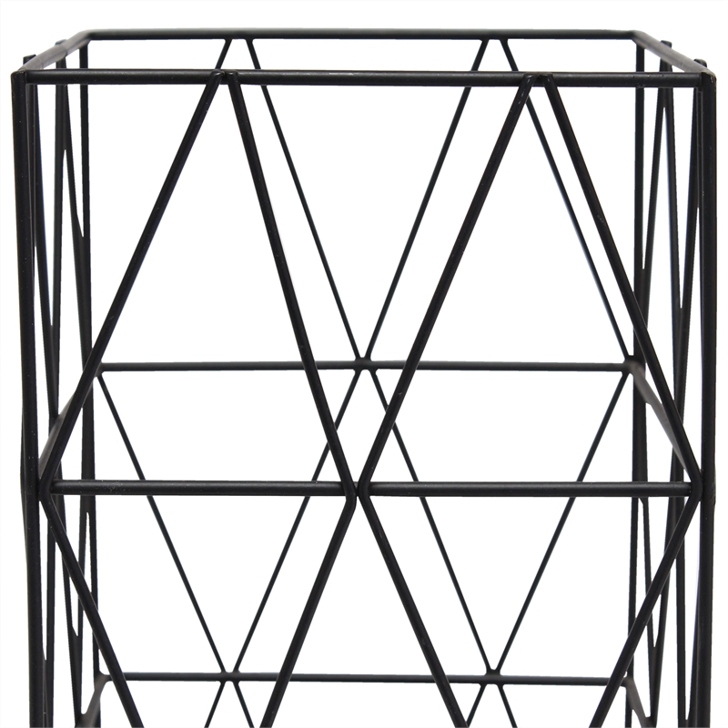 Simple Designs Metal Geometric Square Table Lamp in Black