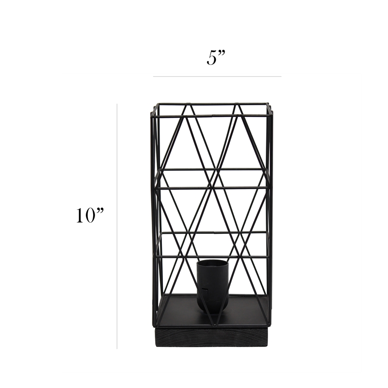 Simple Designs Metal Geometric Square Table Lamp in Black