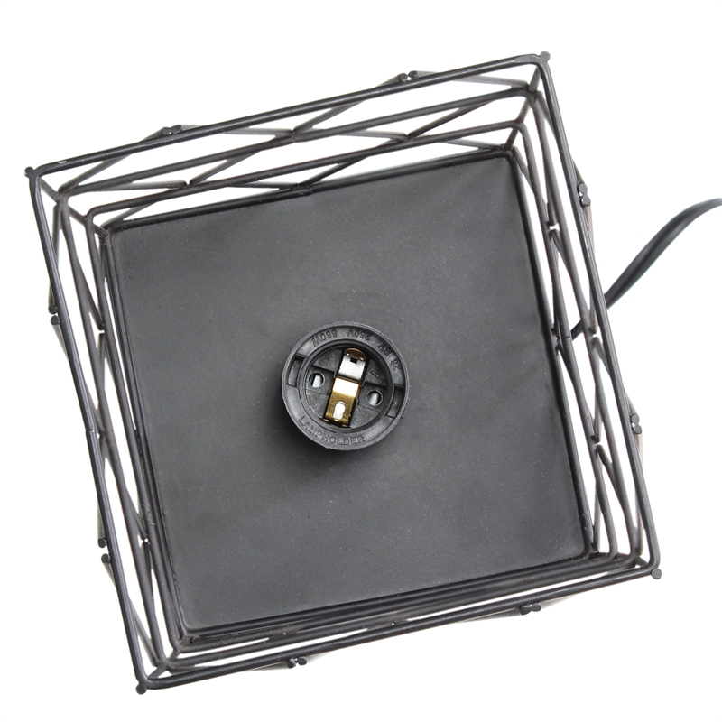 Simple Designs Metal Geometric Square Table Lamp in Black