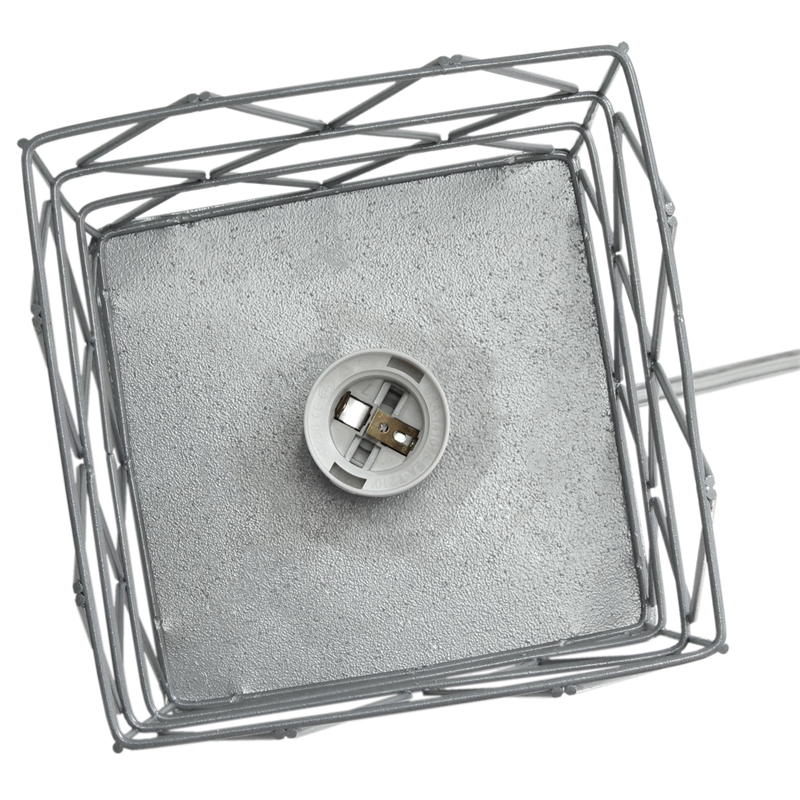Simple Designs Metal Geometric Square Table Lamp in Gray