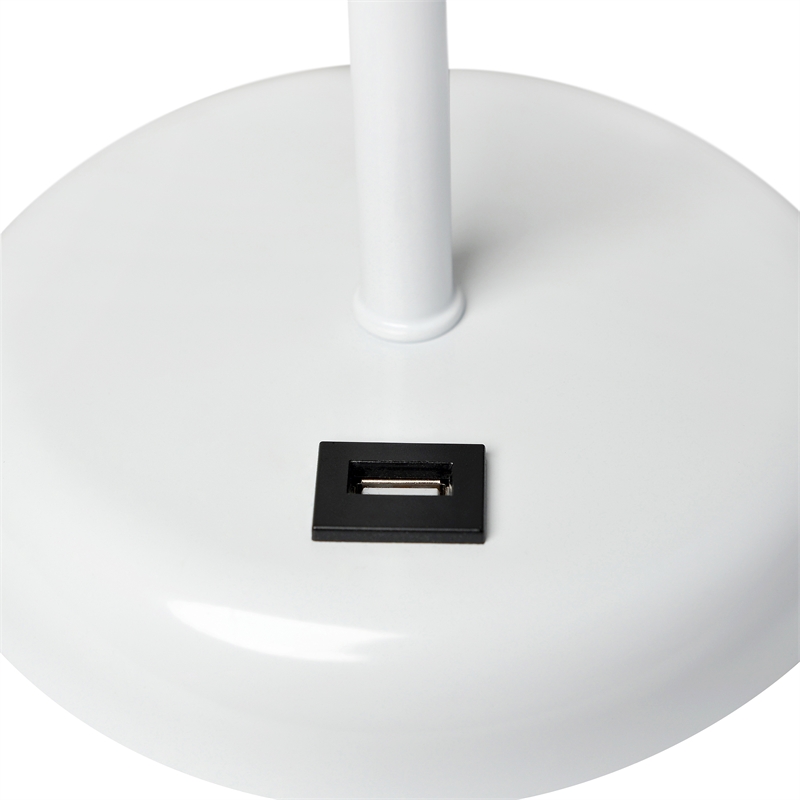 LimeLights Metal Stick Lamp w/ USB Port 2 Pack in White with White Shade