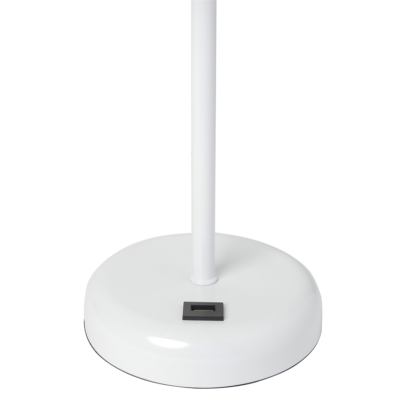 LimeLights Metal Stick Lamp w/ USB Port 2 Pack in White with White Shade