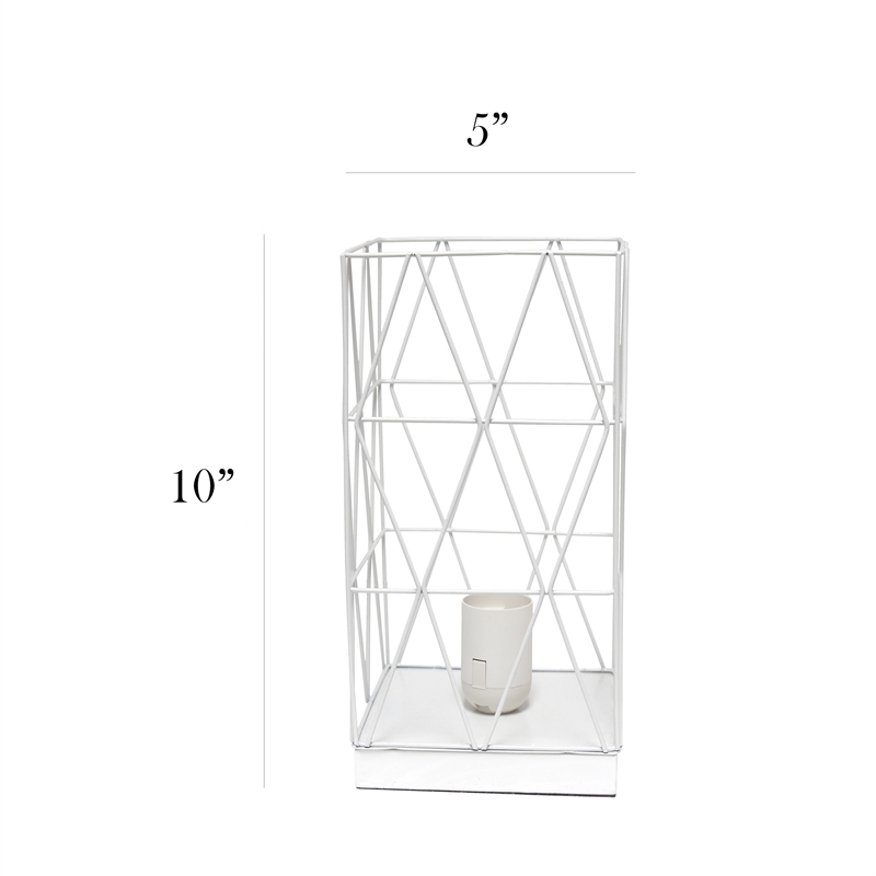 Simple Designs Metal Geometric Square Table Lamp in White