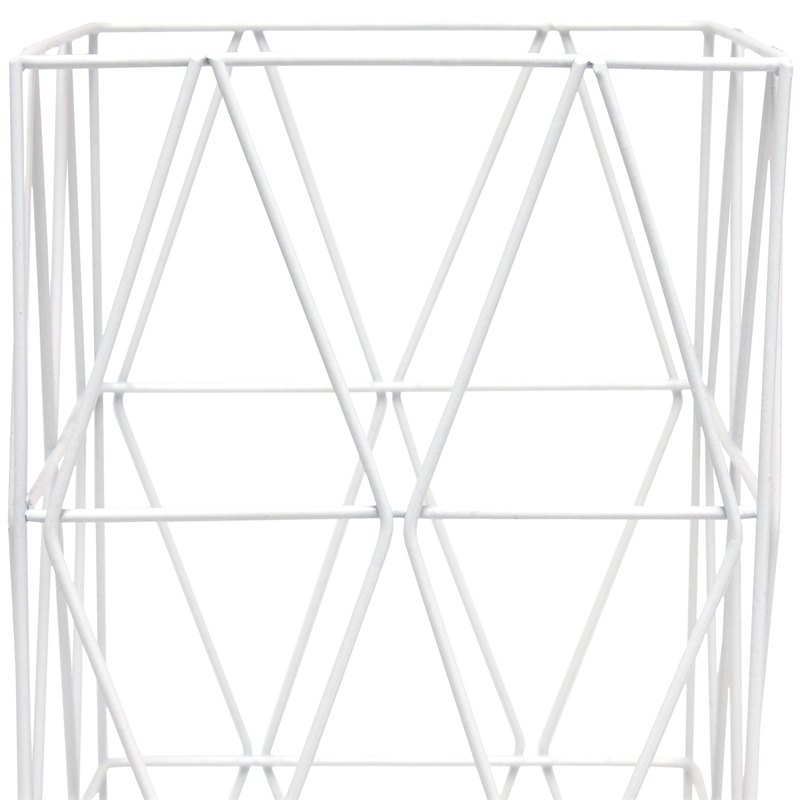 Simple Designs Metal Geometric Square Table Lamp in White