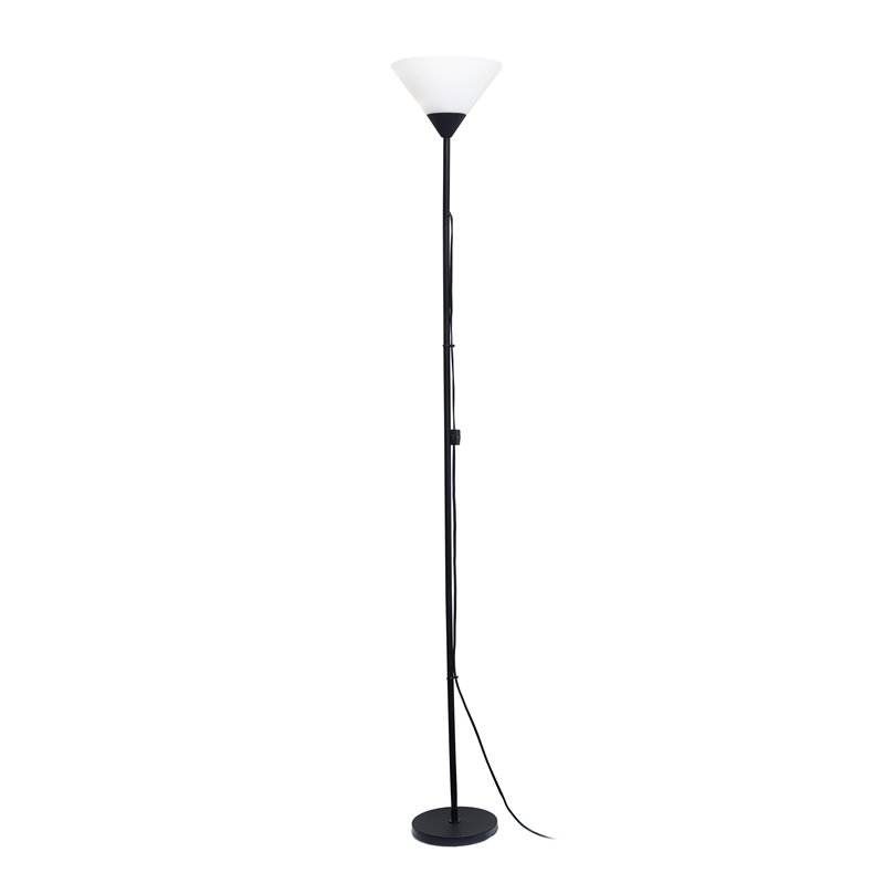 Simple Designs Metal Stick Torchiere Floor Lamp in Black