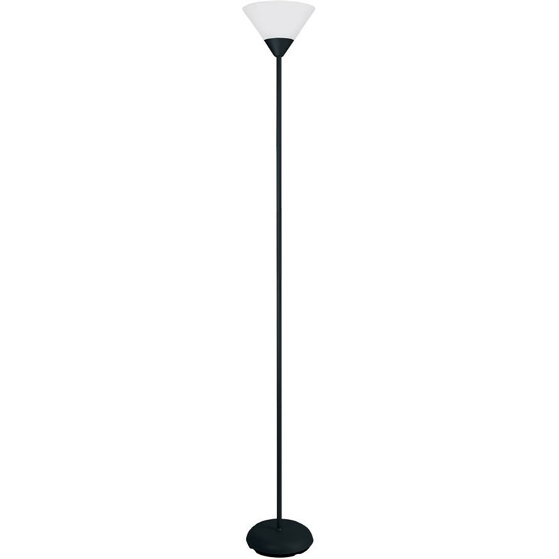 Simple Designs Metal Stick Torchiere Floor Lamp in Black