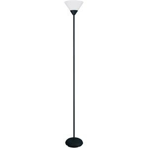Simple Designs Metal Stick Torchiere Floor Lamp in Black