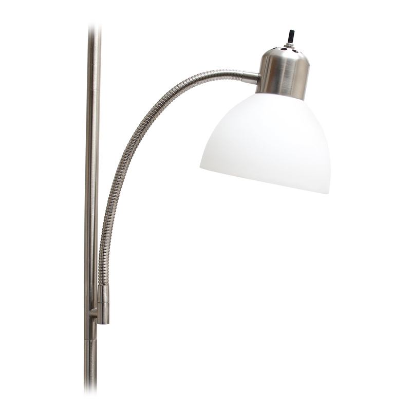 Simple Designs Metal Stick Torchiere Floor Lamp in Silver