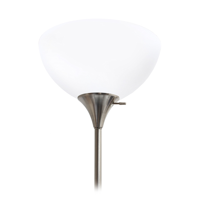 Simple Designs Metal Stick Torchiere Floor Lamp in Silver
