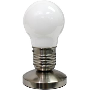 Simple Designs Metal Minimalist Edison Idea Bulb Touch Desk Lamp in Sand Nickel