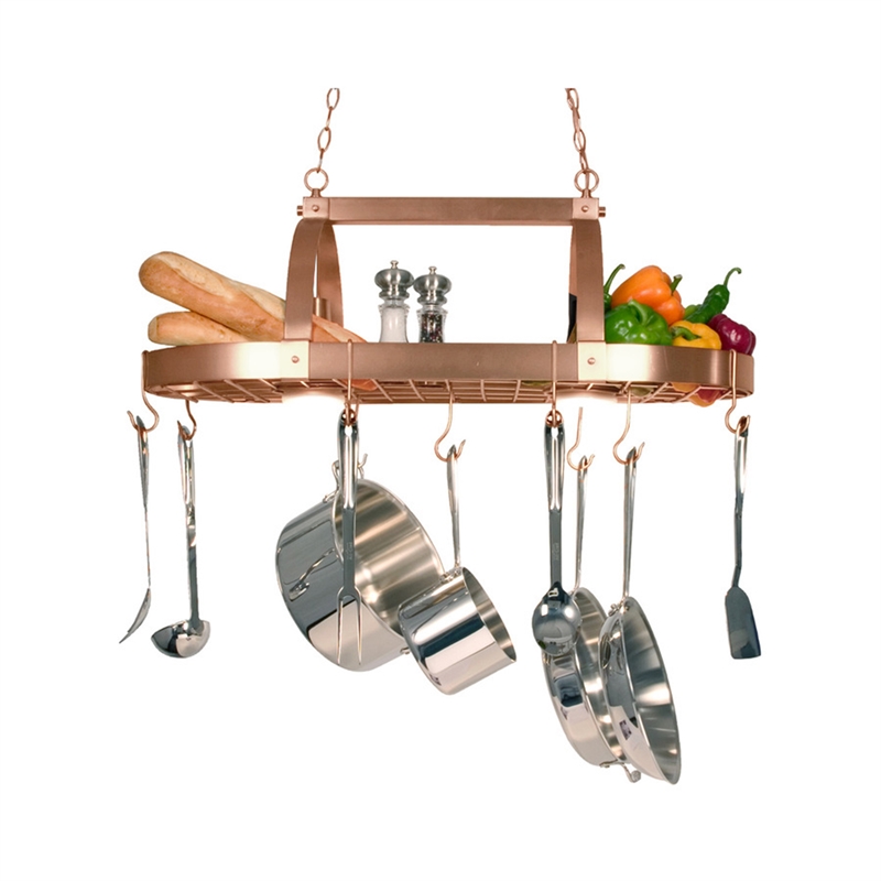 Elegant Designs Metal 2 Down Light Kitchen Pot Rack in Copper