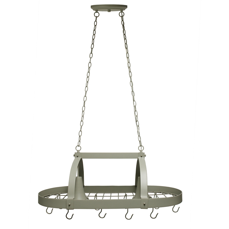 Elegant Designs Metal 2 Down Light Kitchen Pot Rack in Slate Gray