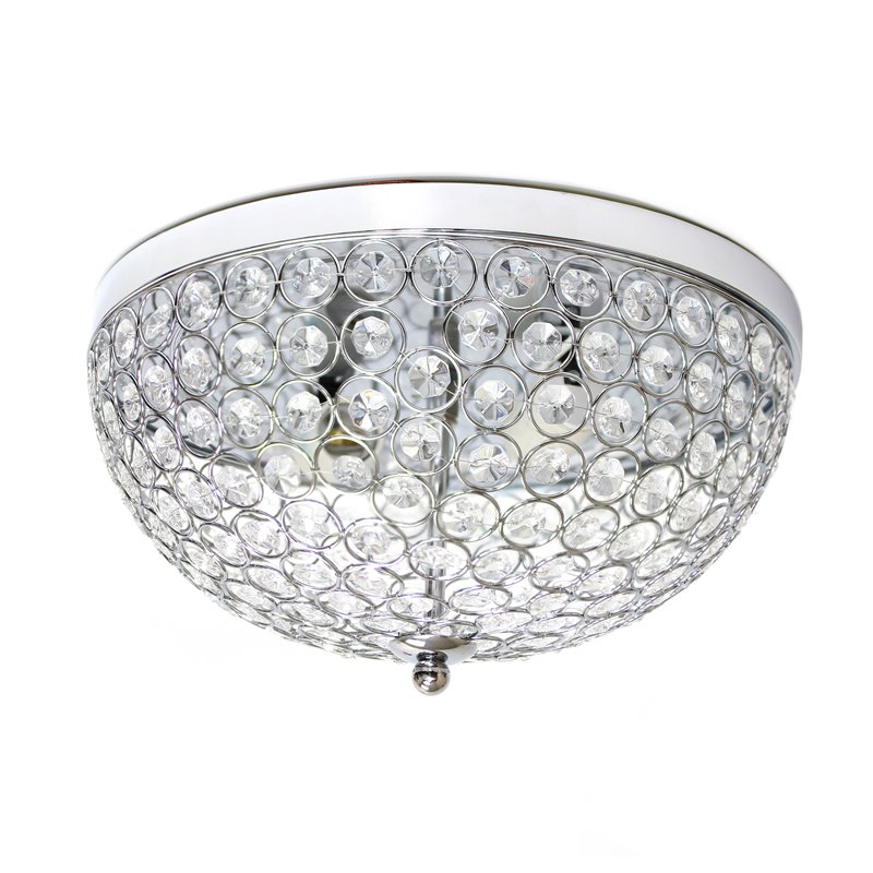 Elegant Designs Crystal Ellipse Flush Mount Ceiling Light in Chrome