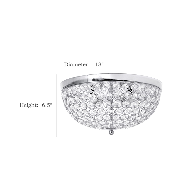 Elegant Designs Crystal Ellipse Flush Mount Ceiling Light in Chrome
