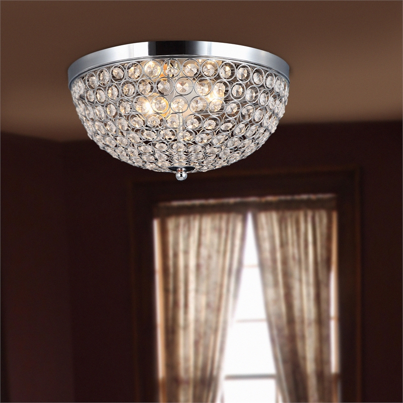 Elegant Designs Crystal Ellipse Flush Mount Ceiling Light in Chrome