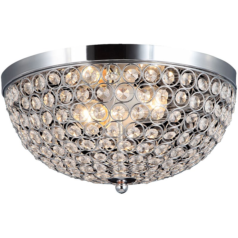 Elegant Designs Crystal Ellipse Flush Mount Ceiling Light in Chrome