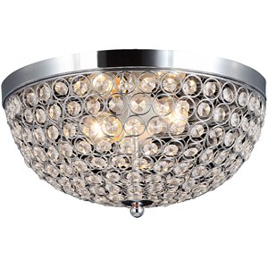 Elegant Designs Crystal Ellipse Flush Mount Ceiling Light in Chrome