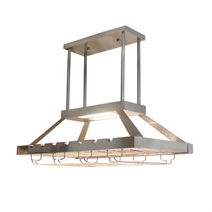 Elegant Designs Metal Overhead Wine Rack with 2 Light LEDs in Brushed Nickel