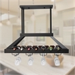 Elegant Designs Metal Overhead Wine Rack with 2 Light LEDs in Oil Rubbed Bronze