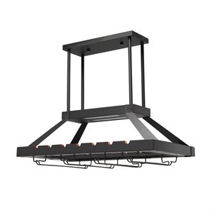 Elegant Designs Metal Overhead Wine Rack with 2 Light LEDs in Oil Rubbed Bronze