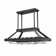 Elegant Designs Metal Overhead Wine Rack with 2 Light LEDs in Oil Rubbed Bronze