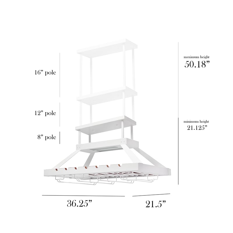 Elegant Designs Metal Overhead Wine Rack with 2 Light LEDs in White