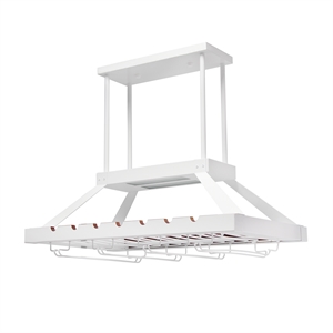 Elegant Designs Metal Overhead Wine Rack with 2 Light LEDs in White