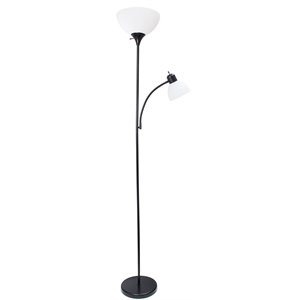 Simple Designs Metal Floor Lamp w/ Reading Light in Black