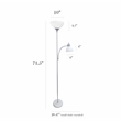 Simple Designs Metal Floor Lamp w/ Reading Light in Silver