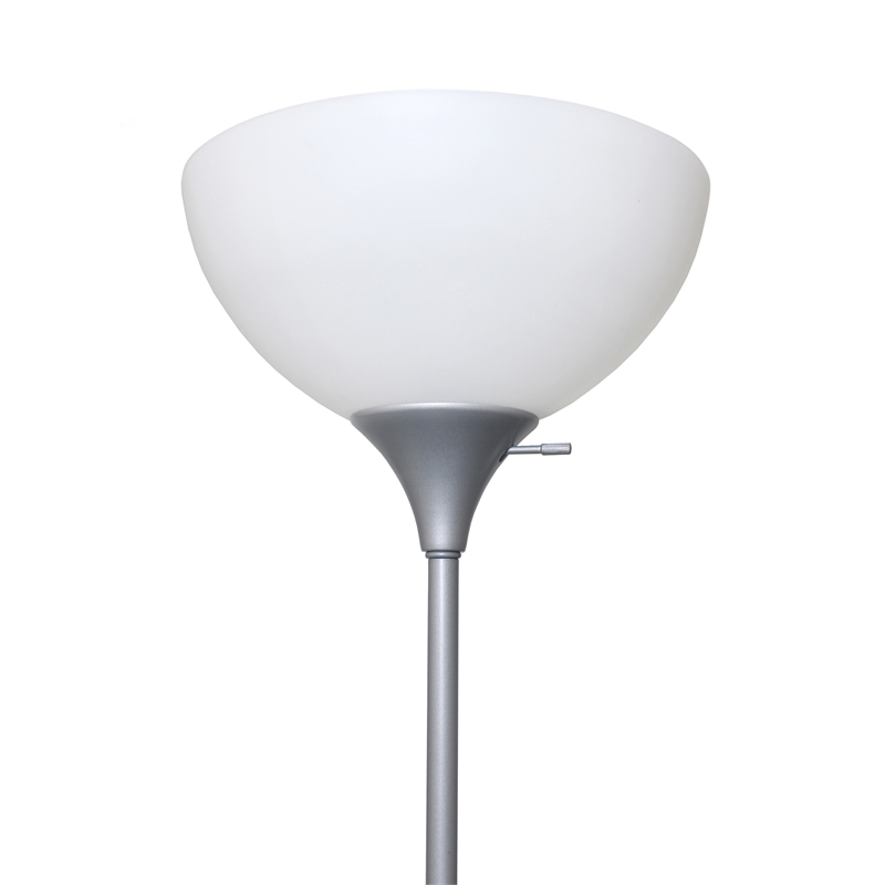 Simple Designs Metal Floor Lamp w/ Reading Light in Silver