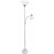 Simple Designs Metal Floor Lamp w/ Reading Light in Silver