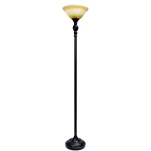 Elegant Designs Metal 1 Light Torchiere Floor Lamp in Restoration Bronze