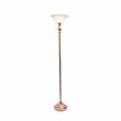 Elegant Designs Metal 1 Light Torchiere Floor Lamp in Rose Gold with White Shade