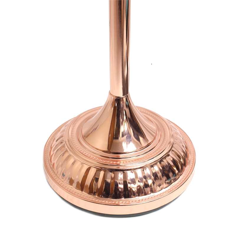 Elegant Designs Metal 1 Light Torchiere Floor Lamp in Rose Gold with White Shade