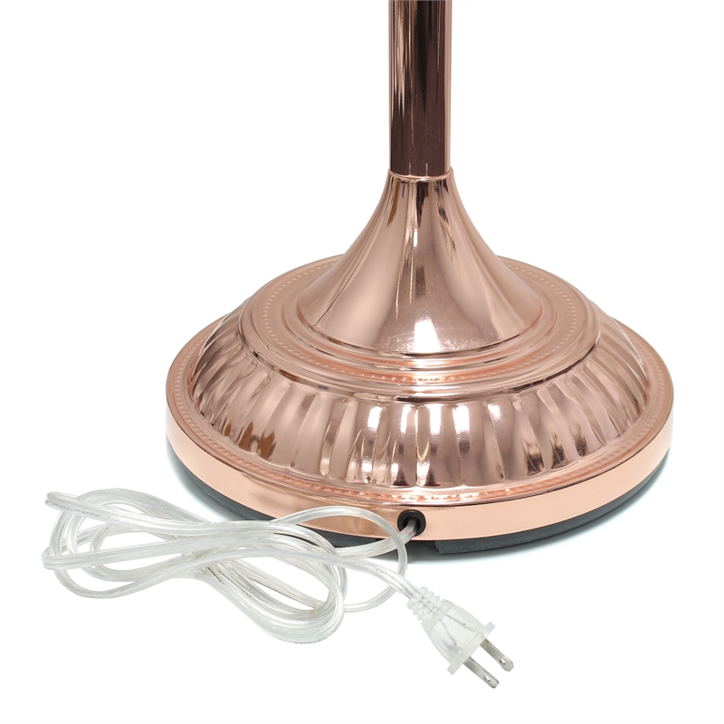 Elegant Designs Metal 1 Light Torchiere Floor Lamp in Rose Gold with White Shade