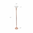 Elegant Designs Metal 1 Light Torchiere Floor Lamp in Rose Gold with White Shade