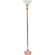 Elegant Designs Metal 1 Light Torchiere Floor Lamp in Rose Gold with White Shade