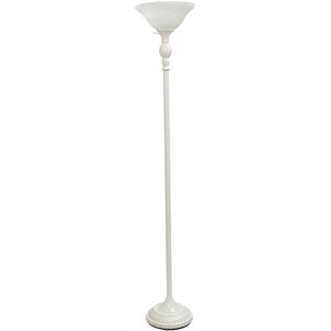 Elegant Designs Metal 1 Light Torchiere Floor Lamp in White with White Shade