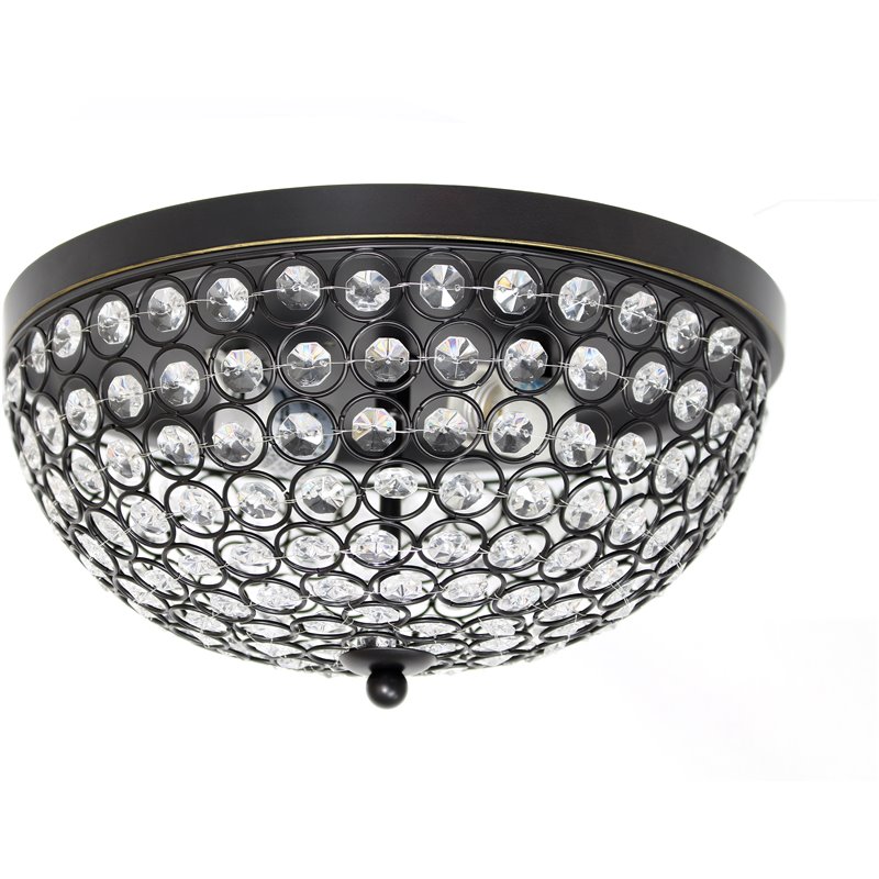 Elegant Designs Crystal 2 Light Flush Mount Ceiling Light in Restoration Bronze