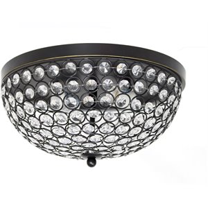 Elegant Designs Crystal 2 Light Flush Mount Ceiling Light in Restoration Bronze