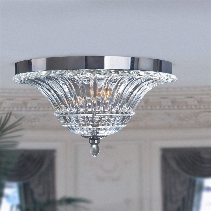 Elegant Designs Glass 2 Light Flush Mount Ceiling Light in Chrome