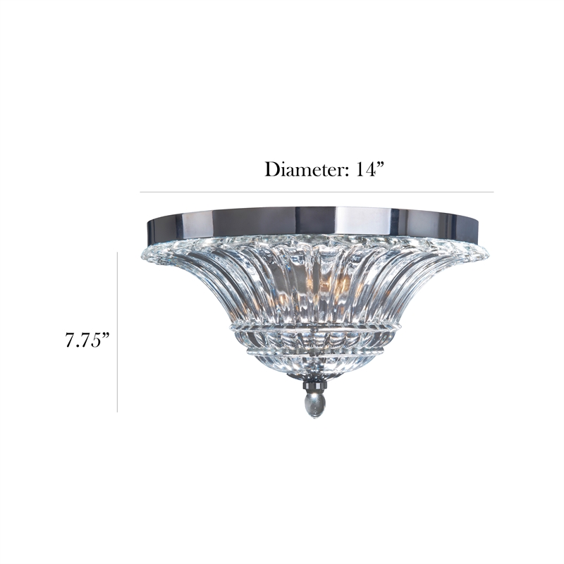 Elegant Designs Glass 2 Light Flush Mount Ceiling Light in Chrome