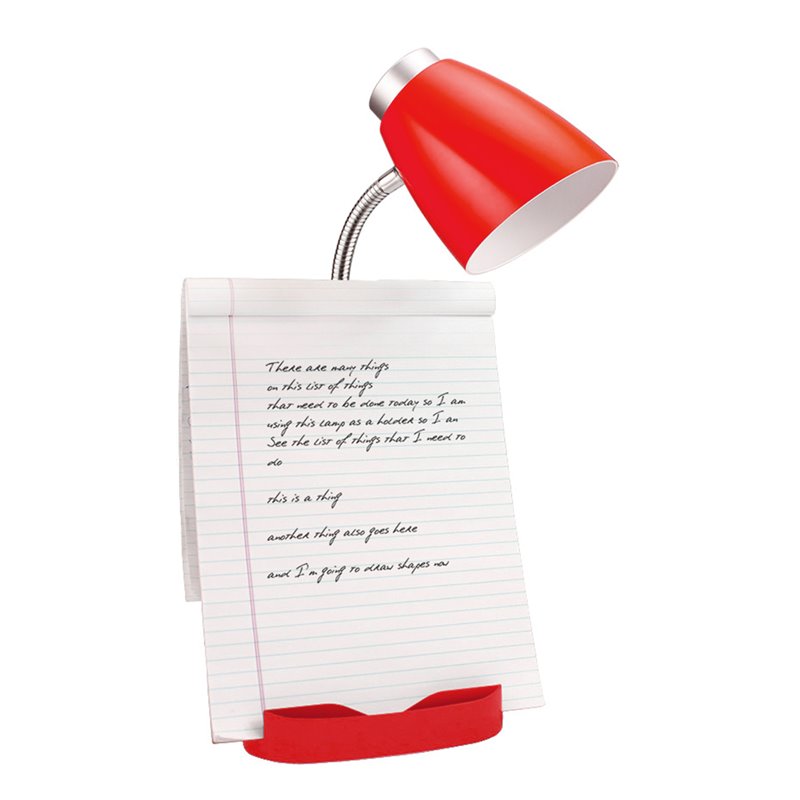 Elegant Designs Gooseneck Organizer Desk Lamp in Red with Red Shade