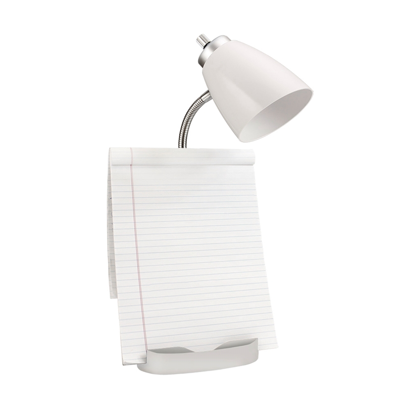 Elegant Designs Gooseneck Organizer Desk Lamp in White with White Shade